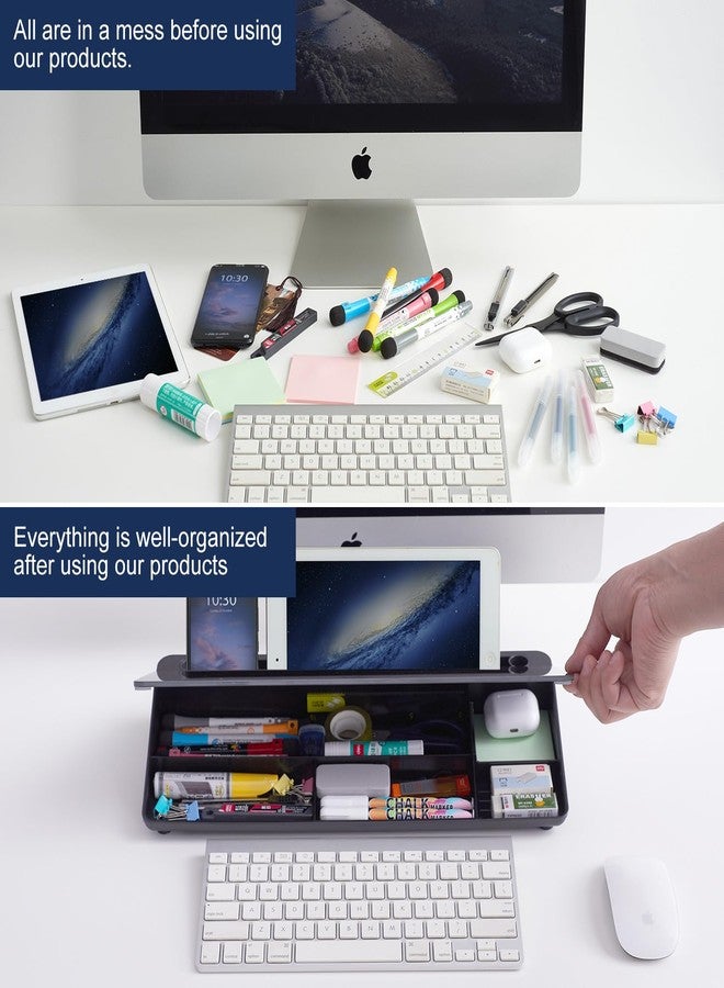 TSJ OFFICE Desktop Whiteboard Dry-Erase-Board - Computer Keyboard Stand White Board Surface Pad with Drawer, Desk Organizers with Accessories for Office, Home, School Supplies - Image 3